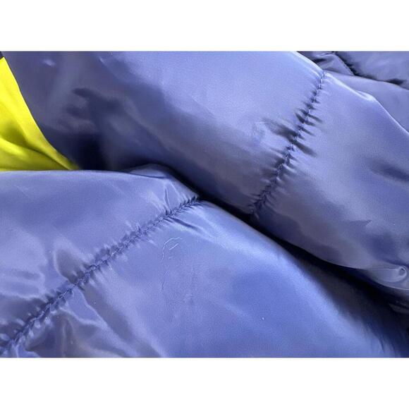 Men's Navy and Yellow Hooded Puffer Parka Jacket Sz Large Tall - Picture 11 of 11